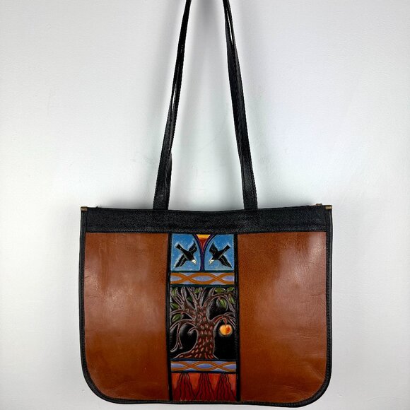 Turtle Ridge Handbags - SOLD ***Turtle Ridge 100% genuine italian tan leather embossed handpainted